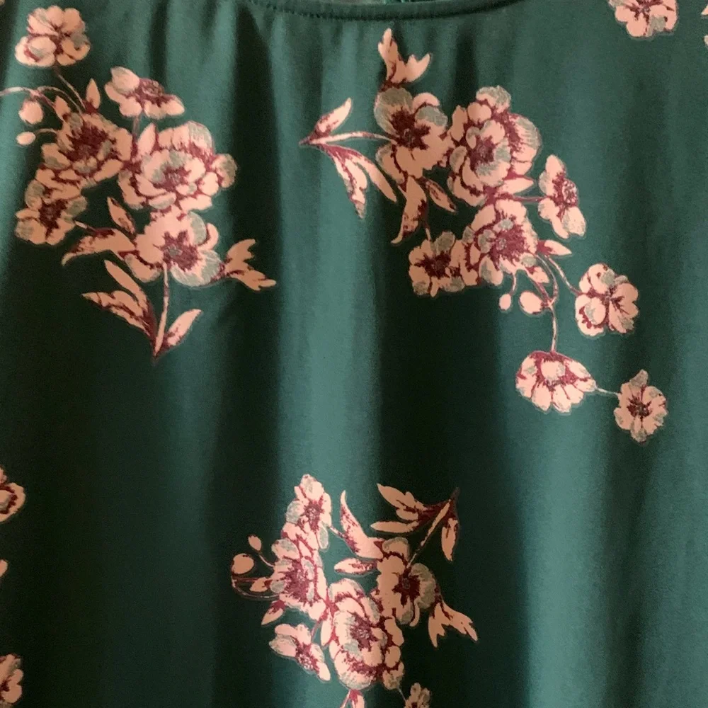 Leith Teal Floral Long-Sleeve Tunic with Pink Flowers. NWT. 3X - Picture 3 of 16